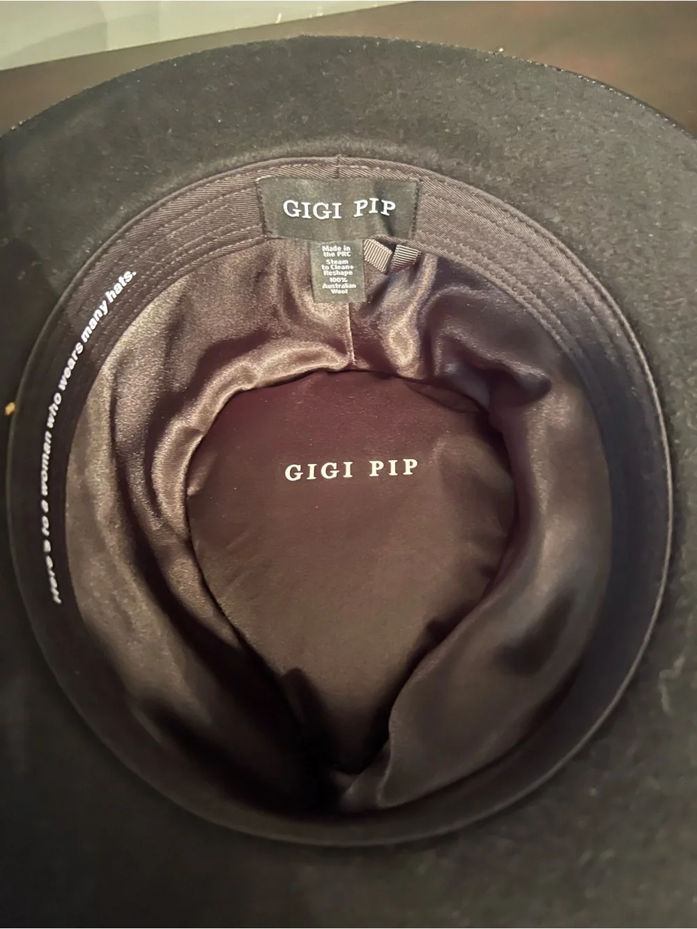 GIGI PIP Black Velvet-Lined Fedora